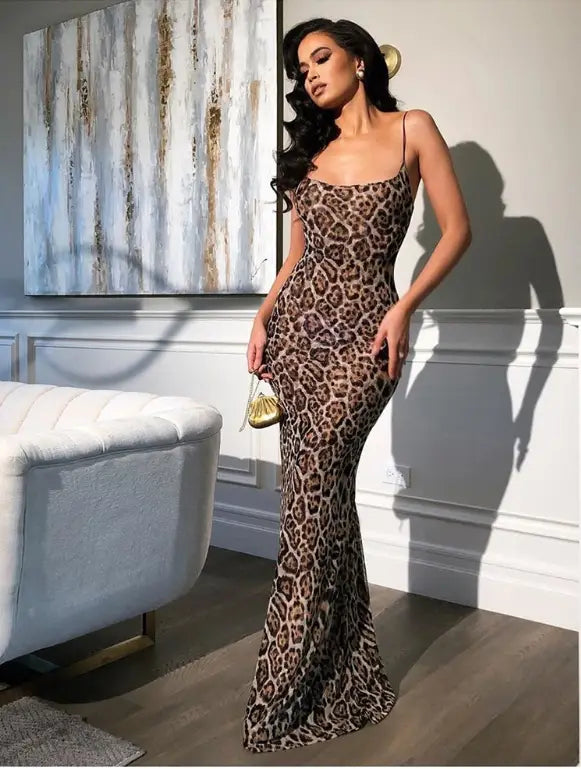 Robe longue léopard