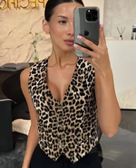 Gilet Léopard Femme Col V – Style Été Chic - Vignette | My Léopard