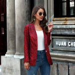 Women's Red Leopard Print Button-Up Blazer - Vignette | My Léopard