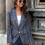 Blazer Léopard Femme à Boutons Bleu - Vignette | My Léopard