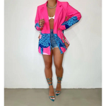 Blazer Léopard Patchwork Rose Vif - Vignette | My Léopard