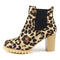 Bottines à talons léopard semelles crantées.