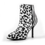White Leopard Print Heeled Ankle Boots - Vignette | My Léopard
