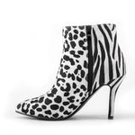 White Leopard Print Heeled Ankle Boots - Vignette | My Léopard