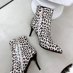 White Leopard Heeled Ankle Boots - Vignette | My Léopard