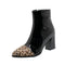 Bottines vinyles léopard.