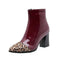 Bottines vinyles léopard bordeaux femmes.