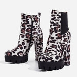 Bottines Motif Léopard à Hauts Talons Blanches - Vignette | My Léopard