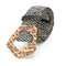 Ceinture rayé noire et blanche boucle léopard.