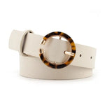 Leopard Faux Leather Belt Round Buckle Beige - Vignette | My Léopard