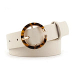 Leopard Faux Leather Belt Round Buckle Beige - Vignette | My Léopard