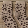 chaussettes courtes beiges léopard.