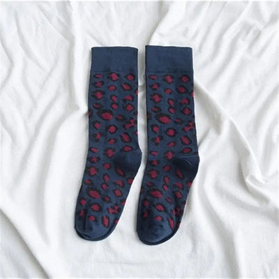 chaussettes bleu marine léopard hautes.