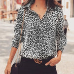 Blusa clásica de leopardo gris para mujer - Vignette | My Léopard
