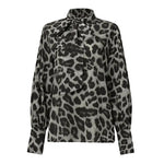 Grey Leopard Print Stand Collar Blouse - Vignette | My Léopard