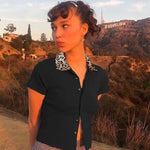 Blusa corta con estampado de leopardo - Vignette | My Léopard