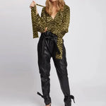 Khaki Fluid Leopard Blouse - Vignette | My Léopard