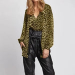 Khaki Fluid Leopard Blouse - Vignette | My Léopard