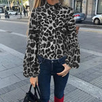 Gray Puff Sleeve Leopard Blouse - Vignette | My Léopard