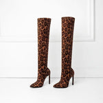 Leopard thigh-high boots with brown heels - Vignette | My Léopard