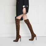 Leopard thigh-high boots with brown heels - Vignette | My Léopard