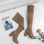 Botas altas de leopardo con tacones cuadrados - Vignette | My Léopard