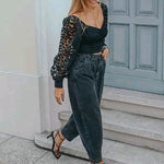 Haut Léopard Col Bateau Noir - Vignette | My Léopard