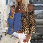 Haut Léopard Col Bateau Tendance Bleu - Vignette | My Léopard