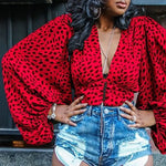 Haut Léopard Manches Bouffantes Rouge - Vignette | My Léopard