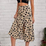 Jupe Midi Fendue Léopard Kaki - Vignette | My Léopard