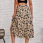 Jupe Midi Fendue Léopard Kaki - Vignette | My Léopard