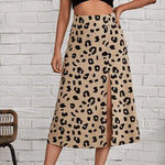 Beige Leopard Print Slit Skirt - Vignette | My Léopard