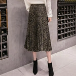 Jupe Plissée Léopard Midi Kaki - Vignette | My Léopard