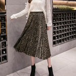 Jupe Plissée Léopard Midi Kaki - Vignette | My Léopard