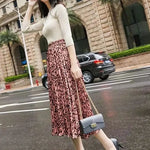 Falda plisada midi de leopardo rosa - Vignette | My Léopard