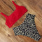 maillot de bain rouge et léopard