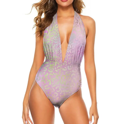 Colorful Leopard Print Swimsuit Abstract Rainbow Beach