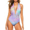 Colorful Leopard Print Swimsuit Abstract Rainbow Beach