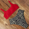 maillot de bain léopard 2 pièces rouge