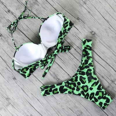 maillot de bain vert léopard