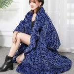 Manteau Impression Léopard Oversize Bleu - Vignette | My Léopard