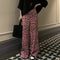 Pantalon Coupe Fluide Rose Léopard