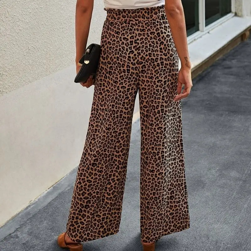 pantalon fluide léopard femme marron