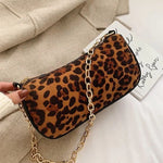 Leopard Clutch Bag with Brown Gold Chain - Vignette | My Léopard