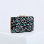 Pochette Léopard Minaudière Carrée Turquoise - Vignette | My Léopard