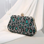 Turquoise Sequin Leopard Clutch - Vignette | My Léopard