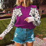 Women's Purple Leopard Print Sweater - Vignette | My Léopard