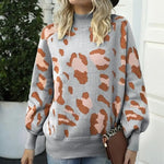 Pull Léopard Col Cheminé Gris - Vignette | My Léopard