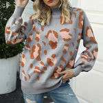 Pull Léopard Col Cheminé Gris - Vignette | My Léopard