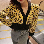 Pull Léopard Femme Col V Jaune - Vignette | My Léopard